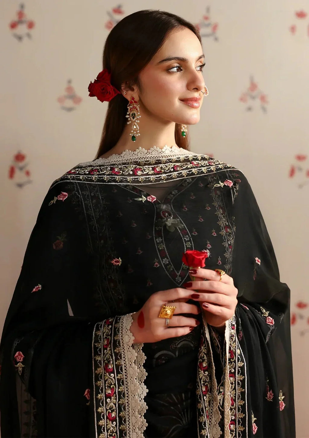 MAHNUR-3PC LAWN HEAVY EMBROIDERED SHIRT WITH CHIFFON EMB DUPATTA AND TROUSER