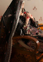 MAHNUR-3PC LAWN HEAVY EMBROIDERED SHIRT WITH CHIFFON EMB DUPATTA AND TROUSER