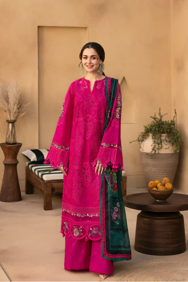 Saira Rizwan 3PC Lawn Embroidered Shirt With Digital Printed Jacquard Dupatta