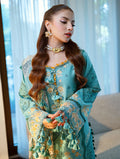 JADE-3PC LAWN CHIKANKAARI EMBROIDERED SHIRT WITH CHIFFON PRINTED DUPATTA AND TROUSER