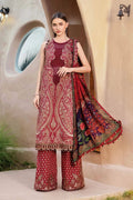 MARIA.B-3PC LAWN EMBROIDERED PRINTED SHIRT WITH CHIFFON PRINT DUPATTA AND PRINT TROUSER