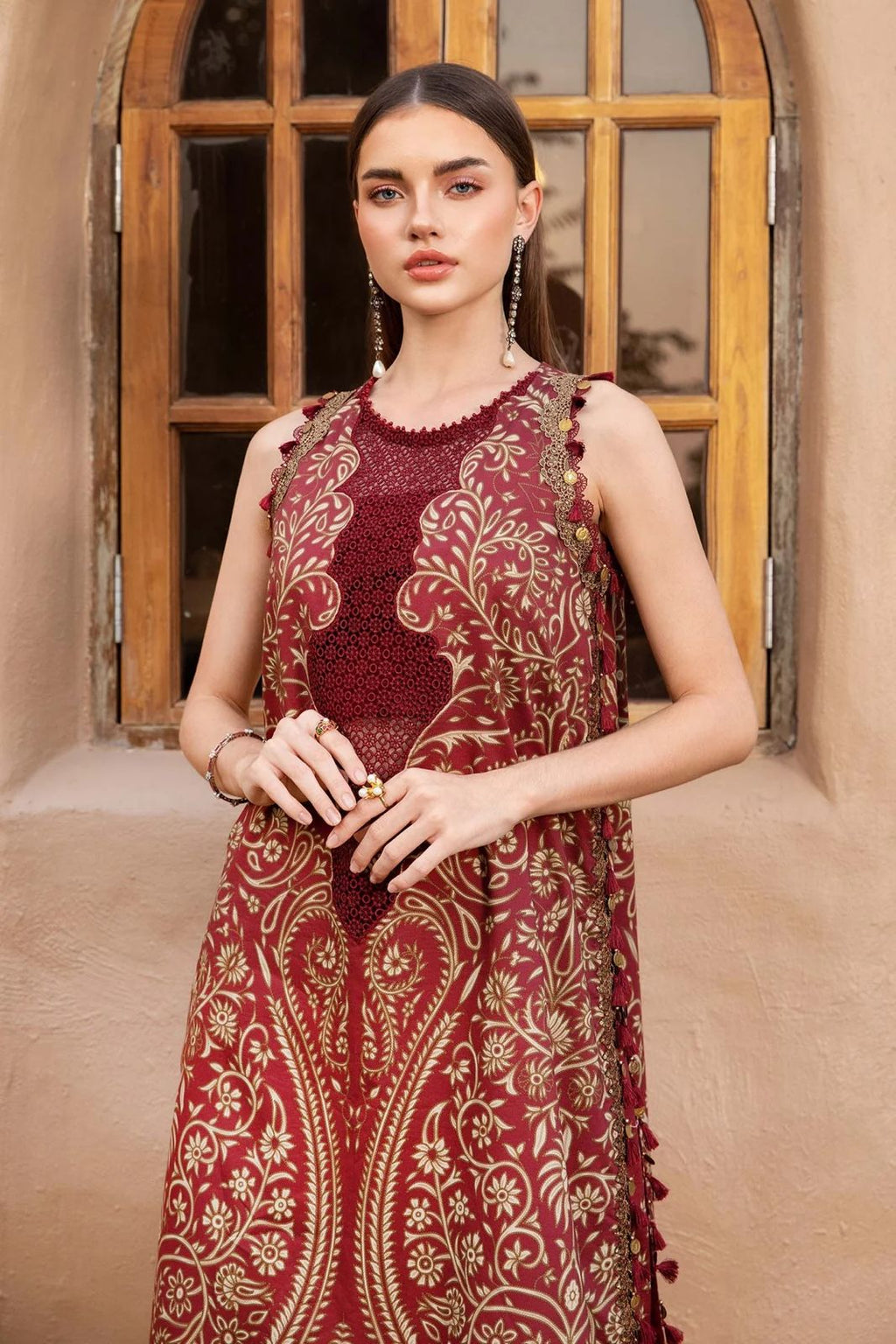 MARIA.B-3PC LAWN EMBROIDERED PRINTED SHIRT WITH CHIFFON PRINT DUPATTA AND PRINT TROUSER