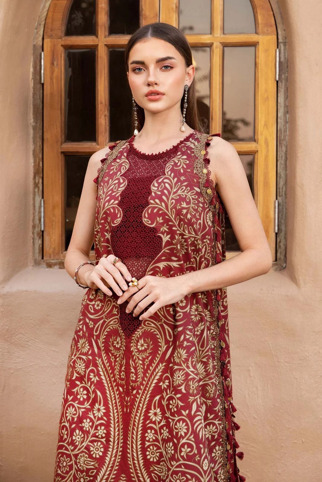 MARIA.B-3PC LAWN EMBROIDERED PRINTED SHIRT WITH CHIFFON PRINT DUPATTA AND PRINT TROUSER