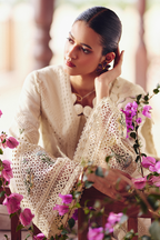 SUFFUSE-3PC LAWN CHIKAANKARI EMBROIDERED SHIRT WITH KHADDI NET EMBROIDERED DUPATTA AND TROUSER