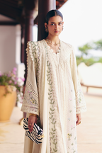 SUFFUSE-3PC LAWN CHIKAANKARI EMBROIDERED SHIRT WITH KHADDI NET EMBROIDERED DUPATTA AND TROUSER