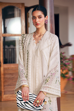 SUFFUSE-3PC LAWN CHIKAANKARI EMBROIDERED SHIRT WITH KHADDI NET EMBROIDERED DUPATTA AND TROUSER