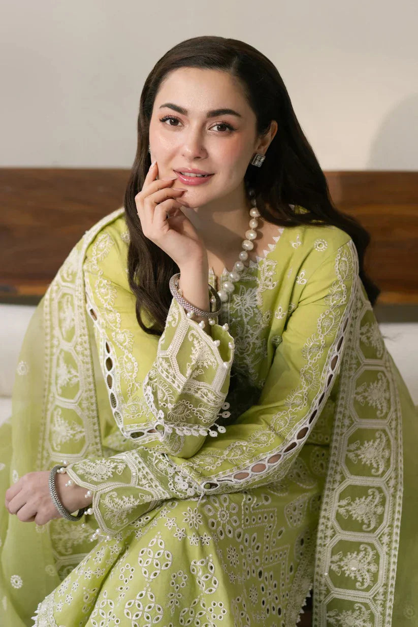 Asim Jofa 3PC LAWN EMBROIDERED SHIRT WITH ORGANZA EMBROIDERED DUPATTA & TROUSER