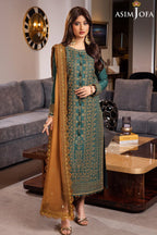 ASIM JOFA-3PC LAWN HEAVY EMBROIDERED SHIRT WITH CHIFFON EMBROIDERED DUPATTA AND TROUSER