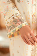 QALAMQAR - 3PC LAWN EMBROIDERED SHIRT WITH KHAADI NET EMBROIDERED DUPATTA AND TROUSER