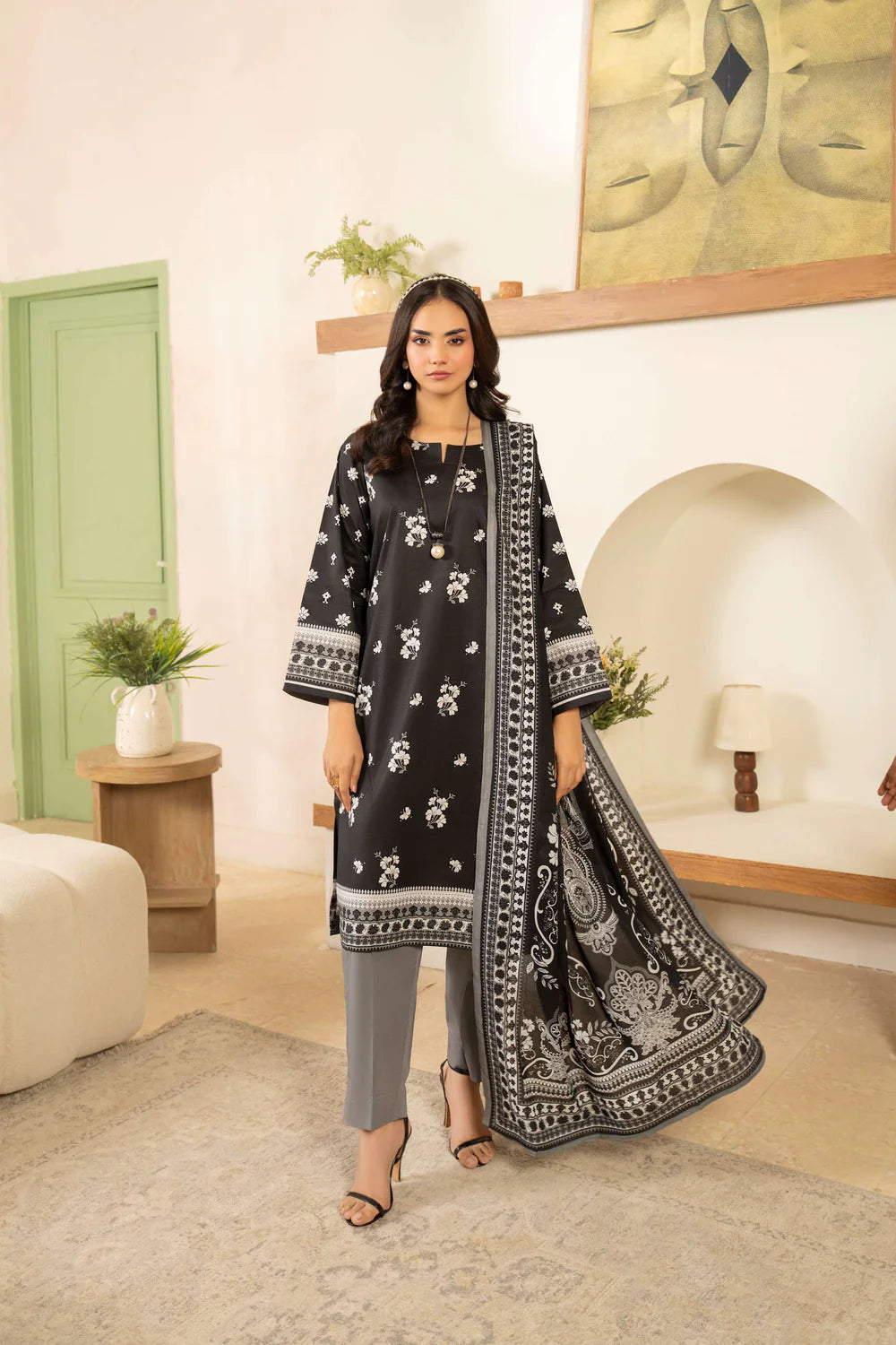 Maisa 3PC LAWN PRINTED SHIRT WITH LAWN PRINT DUPATTA AND CAMBRIC TROUSER