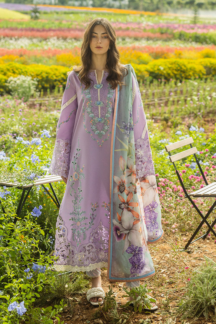 MUSHQ-3PC LAWN EMBROIDERED SHIRT WITH CHIFOON PRINTED DUPATTA AND TROUSER