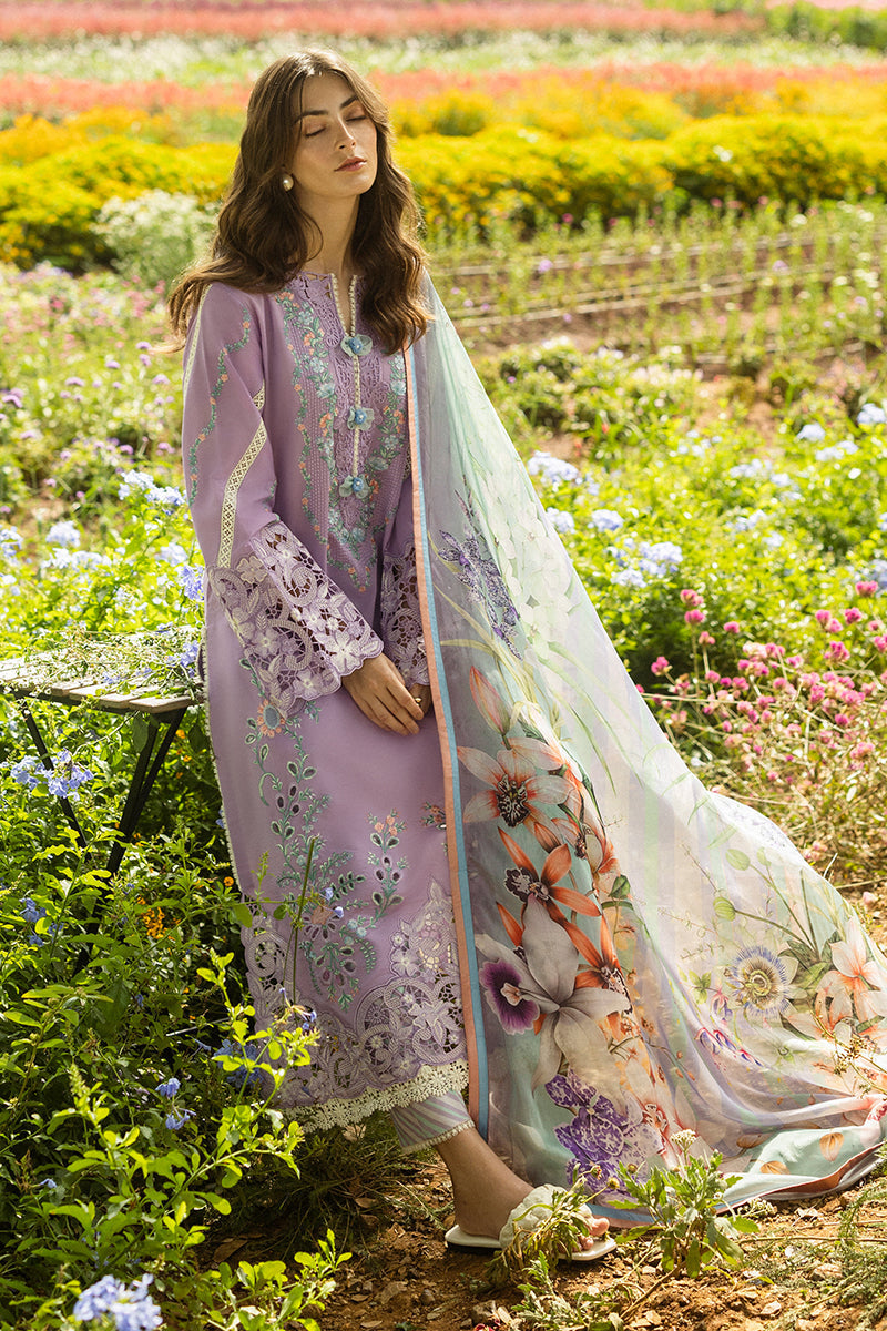 MUSHQ-3PC LAWN EMBROIDERED SHIRT WITH CHIFOON PRINTED DUPATTA AND TROUSER