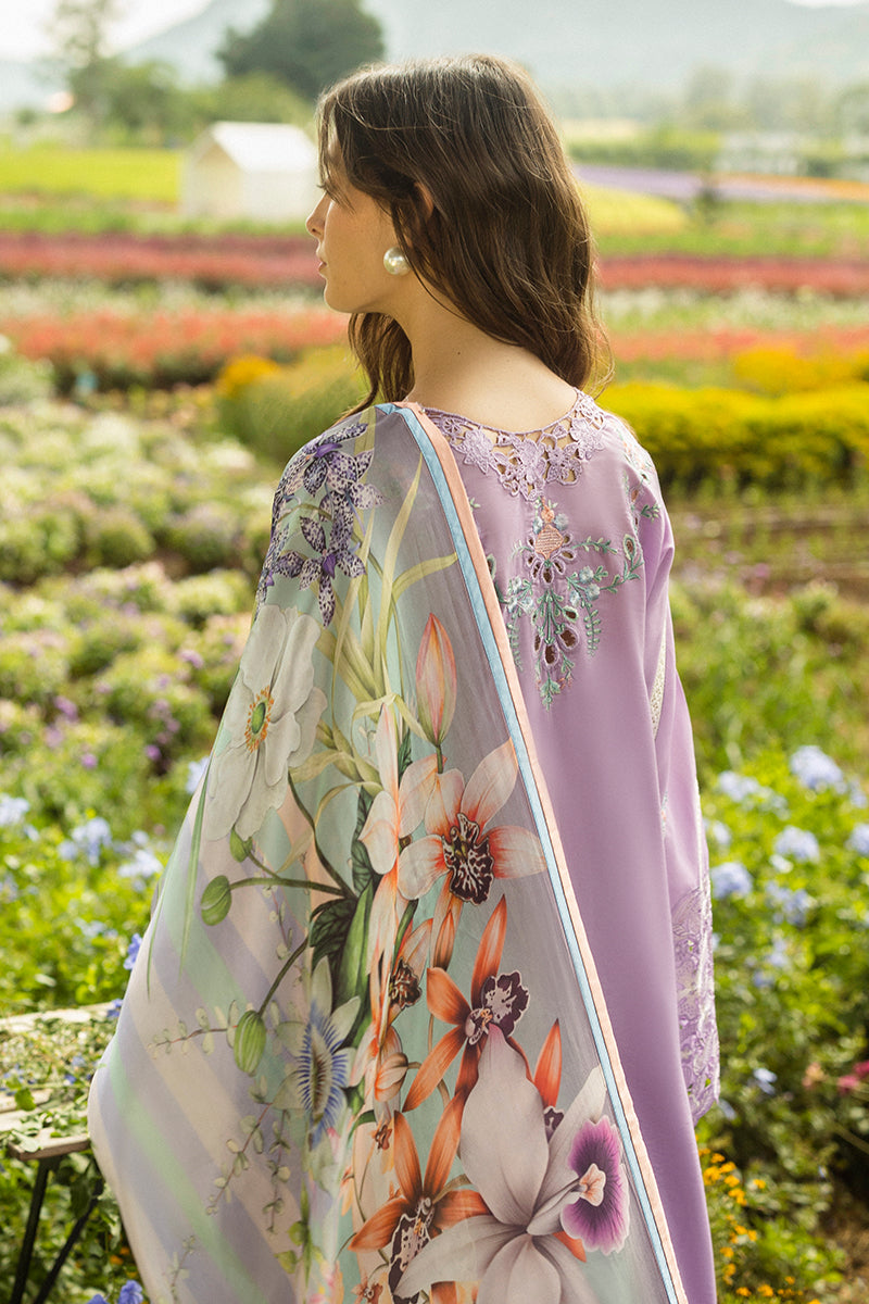 MUSHQ-3PC LAWN EMBROIDERED SHIRT WITH CHIFOON PRINTED DUPATTA AND TROUSER