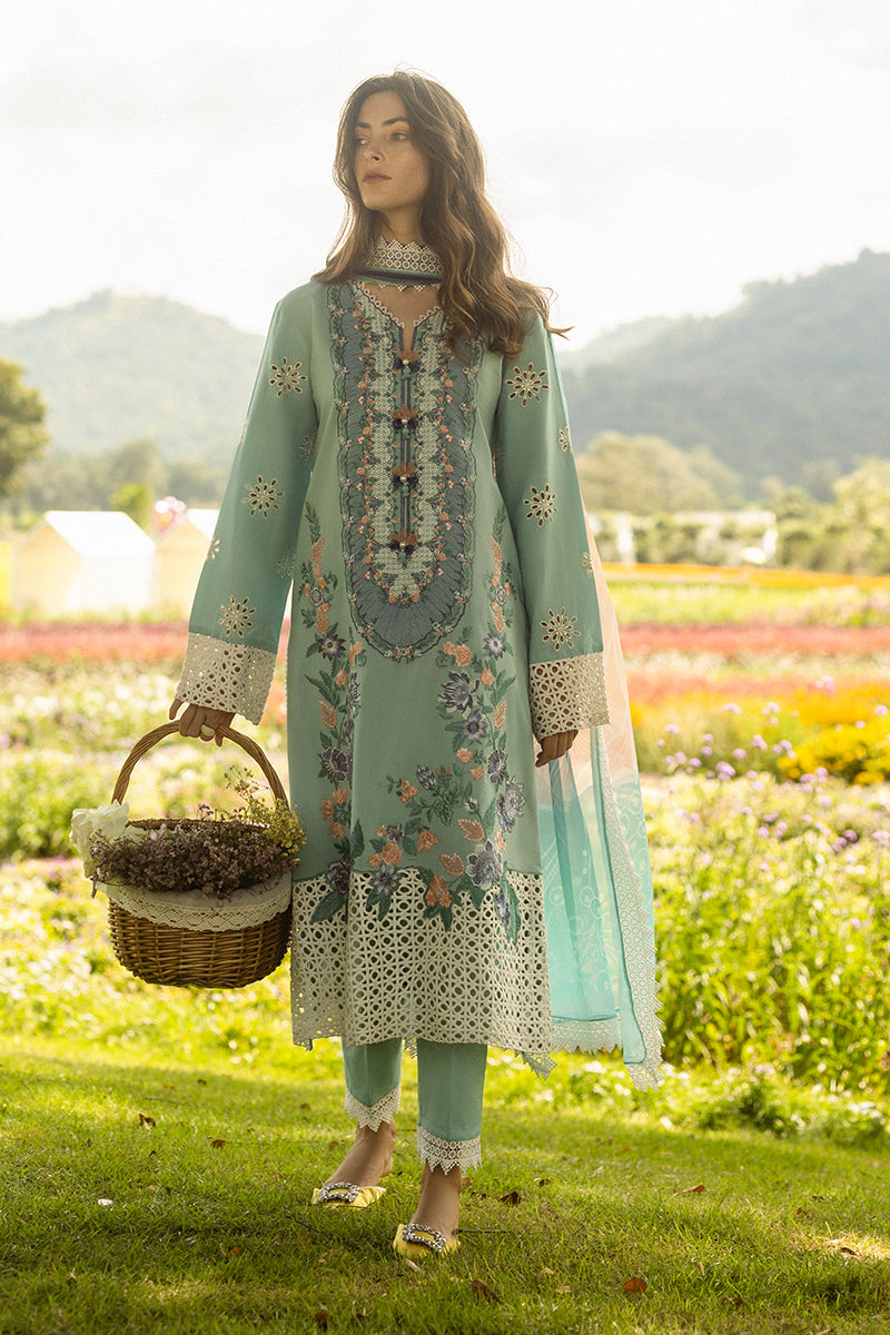 MUSHQ-3PC LAWN EMBROIDERED SHIRT WITH CHIFFON PRINTED DUPATTA AND TROUSER