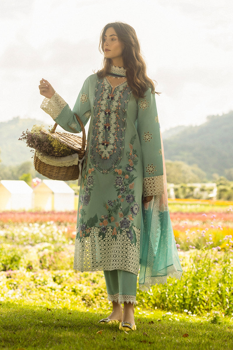 MUSHQ-3PC LAWN EMBROIDERED SHIRT WITH CHIFFON PRINTED DUPATTA AND TROUSER