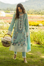MUSHQ-3PC LAWN EMBROIDERED SHIRT WITH CHIFFON PRINTED DUPATTA AND TROUSER