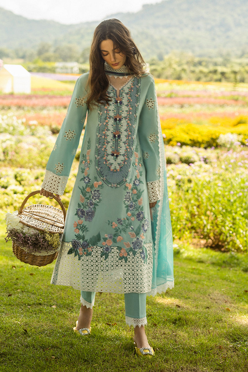 MUSHQ-3PC LAWN EMBROIDERED SHIRT WITH CHIFFON PRINTED DUPATTA AND TROUSER