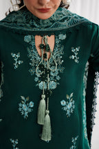 GARNET-3PC LAWN EMBROIDERED SHIRT WITH KHADDI NET EMBROIDERED DUPATTA & EMB TROUSER