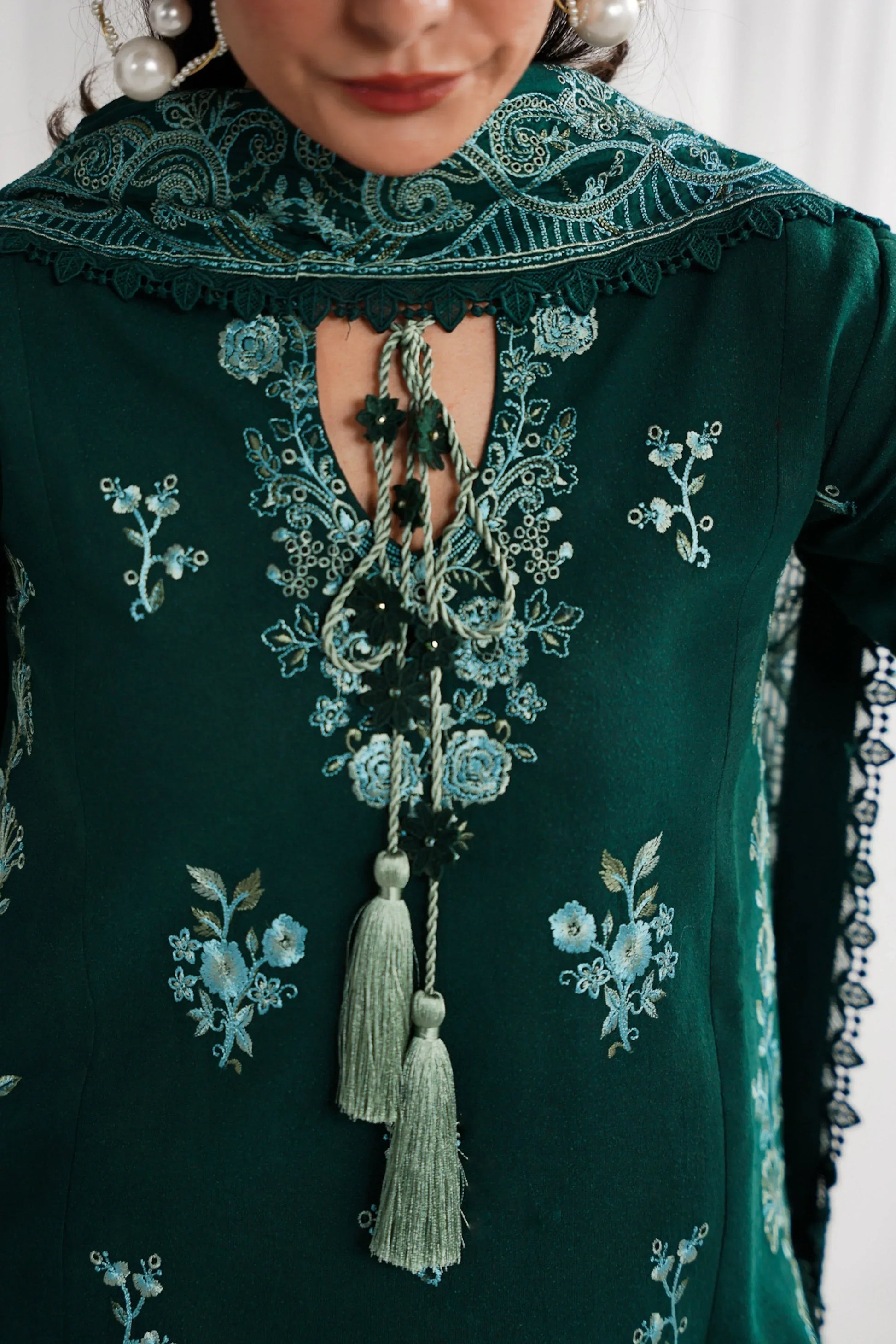 GARNET-3PC LAWN EMBROIDERED SHIRT WITH KHADDI NET EMBROIDERED DUPATTA & EMB TROUSER