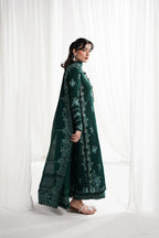 GARNET-3PC LAWN EMBROIDERED SHIRT WITH KHADDI NET EMBROIDERED DUPATTA & EMB TROUSER