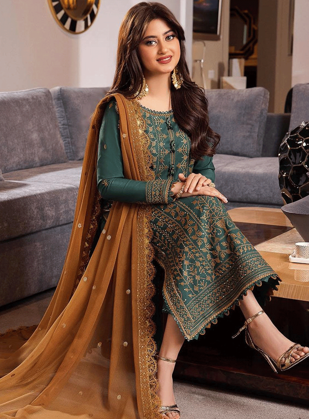 ASIM JOFA-3PC LAWN HEAVY EMBROIDERED SHIRT WITH CHIFFON EMBROIDERED DUPATTA AND TROUSER
