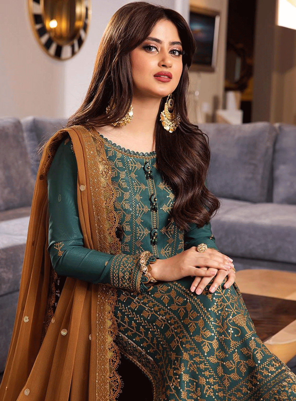 ASIM JOFA-3PC LAWN HEAVY EMBROIDERED SHIRT WITH CHIFFON EMBROIDERED DUPATTA AND TROUSER
