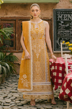 MAHNUR-3PC LAWN CHIKAANKARI EMBROIDERED SHIRT WITH KHADDI NET EMB DUPATTA AND TROUSER