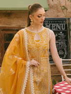 MAHNUR-3PC LAWN CHIKAANKARI EMBROIDERED SHIRT WITH KHADDI NET EMB DUPATTA AND TROUSER