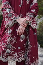 IMAGE-3PC LAWN EMBROIDERED SHIRT WITH KHADDI NET EMBROIDERED DUPATTA AND EMB TROUSER
