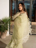 IZEL-3PC LAWN EMBROIDERED SHIRT WITH KHAADI NET EMBROIDERED DUPATTA AND TROUSER