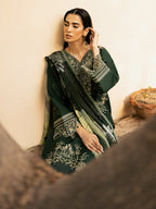 IZEL-3PC LAWN EMBROIDERED SHIRT WITH CHIFFOON PRINT DUPATTA AND EMB TROUSER