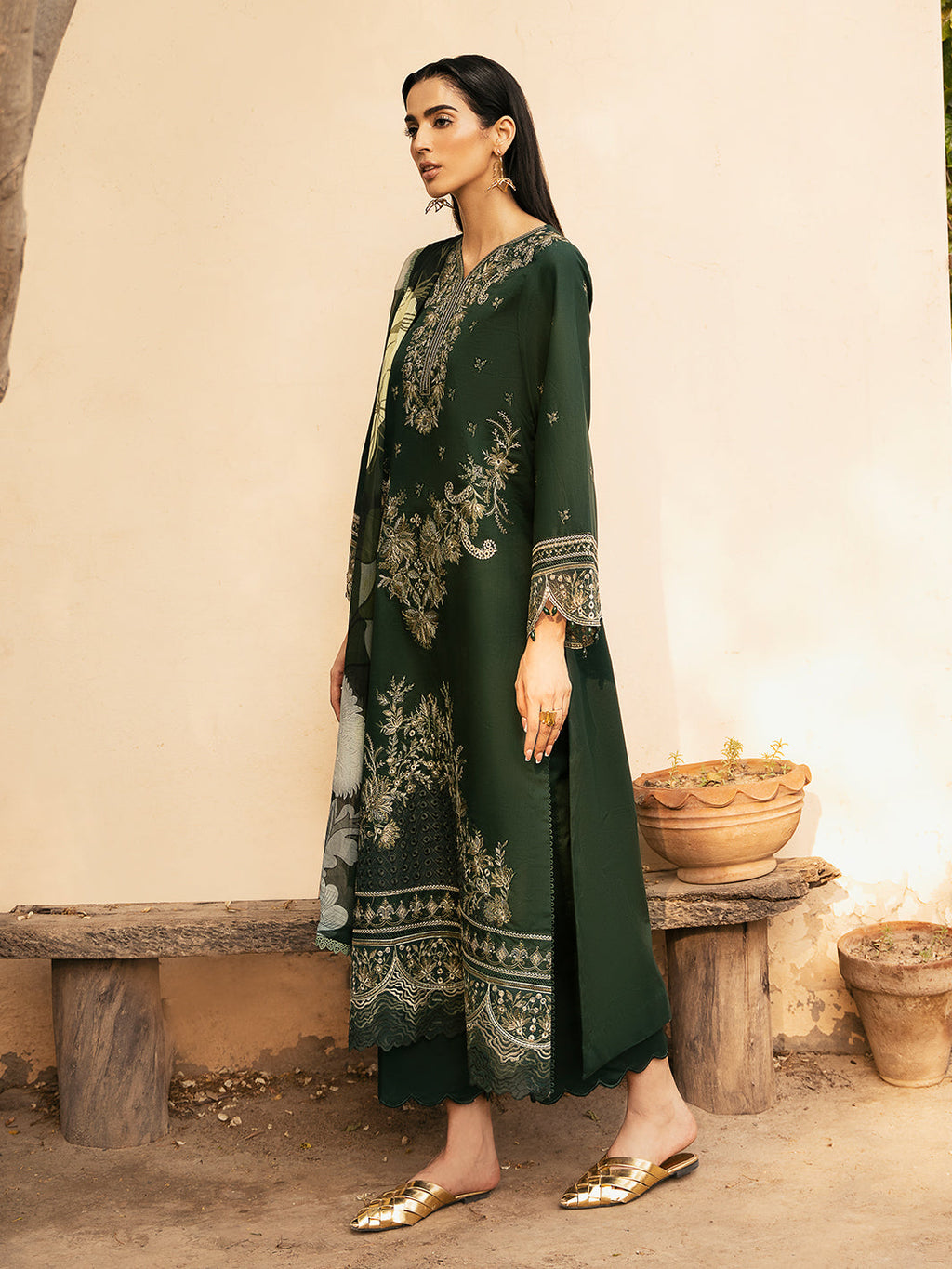 IZEL-3PC LAWN EMBROIDERED SHIRT WITH CHIFFOON PRINT DUPATTA AND EMB TROUSER